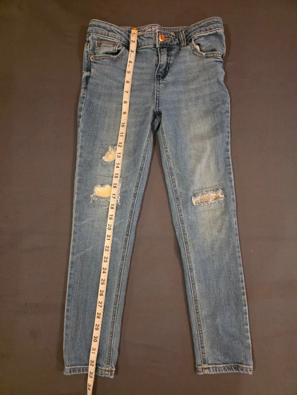 Cat and Jack Girls Size 12 Distressed Jeans